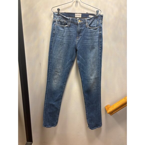 Frame Denim Le Skinny De Jeanne Mid Rise Distressed Jeans29x33 - Picture 1 of 12